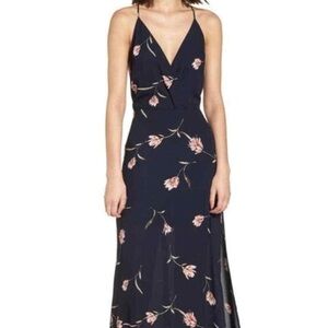 Floral A-line Navy Maxi Dress